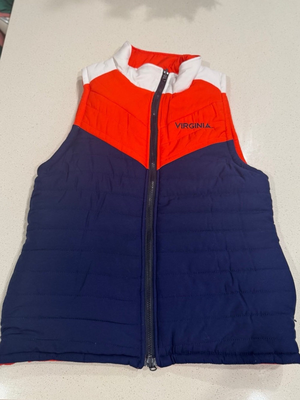 Virginia Cavaliers UVA Reversible Puffer Vest Small Orange Navy